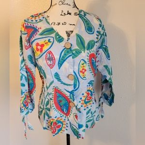 Anthropologie Hester & Orchard Linen Blend Button Down Blouse Small